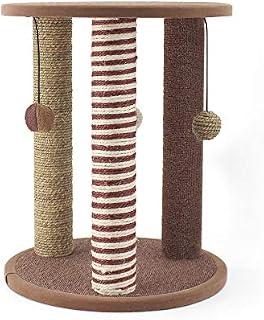 Cat Scratching Post Toy - Cat Tree with 3 Scratching Poles and Dangling Balls, Carpeted Base Play Area and Perch, Interactive Scratcher Toy for Kitten Cat