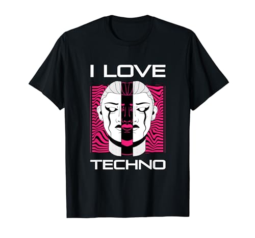 I Love Techno, Raver, EDM, Festival, Festival, Clubbing, Raving Maglietta