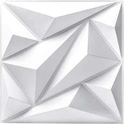 Paneles Decorativos Techo Art3dwallpanels Panel de pared de PVC 3D con diamante para decoración de pared interior en blanco, 19.7 x 19.7 pulgadas, panel de PVC con textura 3D, paquete de 12 azulejos