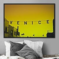 Framed Canvas Wall Art Word Panels 3D Fun Industrial Inspirational Metallic Multicolor Pop Art Typography - 16x24 inches