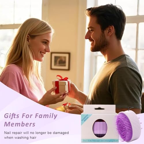 Image of HANNEA Scalp Massager Brush 3.15 Inch Diameter 2 In 1 Double Sided Wet Dry
