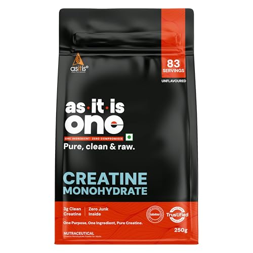 AS-IT-IS One Creatine Monohydrate - 250g Unflavoured I Pure & Micronized I Rapid Absorption,...