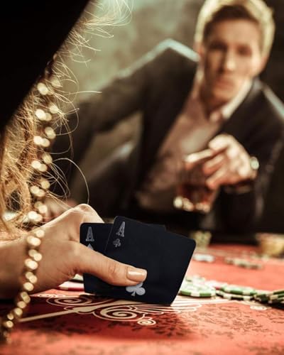 Coole Plastik Spielkarten,Kartenspiel,Wasserdichte Spielkarten Pokerkarten Poker Kartendeck,Plastik Pokerkarten für Canasta Blackjack Texas Bridge,Kartenspiele für Erwachsene(Goldene Rose) – Bild 6