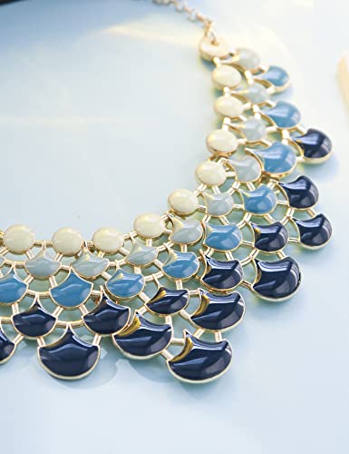 Jane Stone Fashion Statement Collar Necklace Vintage Openwork Bib Costume Jewelry (Ombre Niagara) #TOP3