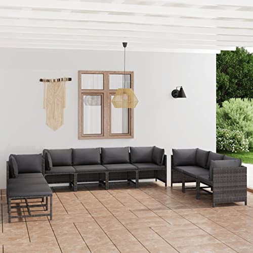 Gecheer Set de Salon de Jardin en Résine Tressée Gris Anthracite - Confort et Modularité