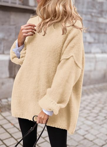 PRETTYGARDEN Women's Knit Oversized Sweater Fall Fashion Casual Long Sleeve Turtleneck Chunky Pullover Tops Winter Clothing