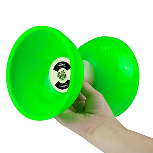 Image of MAGICYOYOPro Triple Bearing Green Diabolo Medium Size 5 inch Chinese Yoyo Toy with 2 Pair Carbon Sticks+ 2 Extra Strings +1 Net Bag, High Performance Chinese Yoyo Diabolo Skill Toy