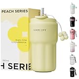 GOOM 18oz Spill Proof Tumbler with Lid and Straw, 18/10 Stainless Steel Insulated Water Bottle with Flip Lid and Straw Mouth Rotary Lock, 6-Layer Wall Insulated Coffee Tumbler - Yellow