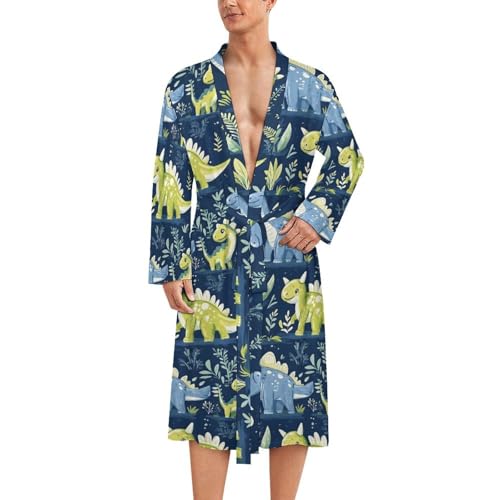 Albornoz de baño para hombre, diseño de dinosaurios de dibujos animados, ligero, kimono de ducha, bata de baño, Estilo-4, S