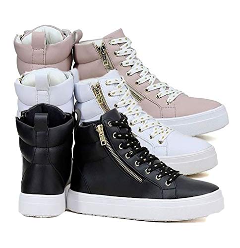 Kit 3 Pares Botinha Fitnes Academia Caminhada Tênis Feminino Cor:Preto,Branco e Rosa;Tamanho:36