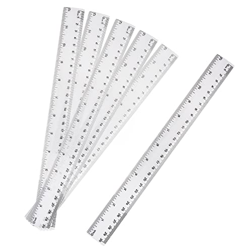 6 Stück Kunststoff Lineal 30cm/12Zoll Lineal mit Zoll&Metrisch Transparent Lineal Gerade Messwerkzeug lineale für Schule Büro Zuhause