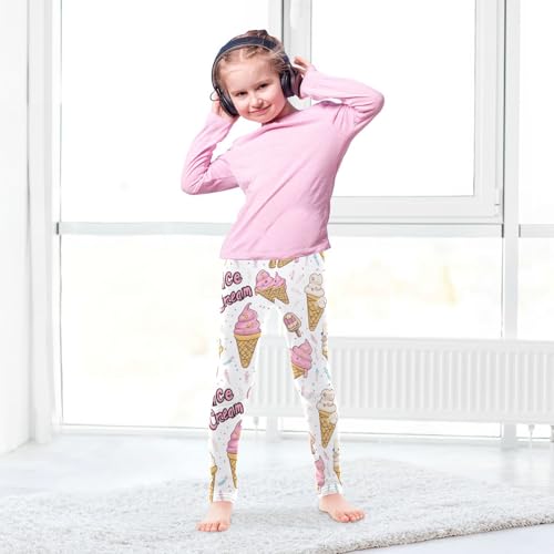 Ice Creams Girls' Leggings Toddler Doodles Kids Yoga Pants Dance Active Tights 4T4