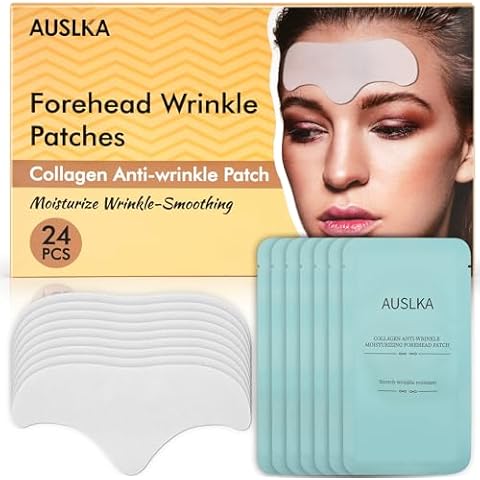 AUSLKA 24PCS Forehead Wrinkle Patches With Aloe, Collagen - Forehead Wrinkles Treatment,Anti Wrinkle Patches Care To Smooth Fine Lines & Wrinkles Cover