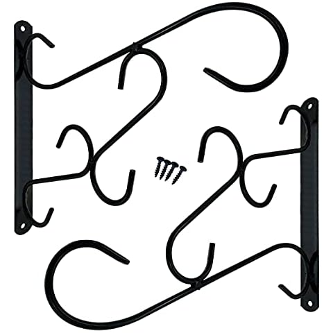 13" Hanging Plant Hooks, Outdoor Plant Wall Brackets, Black, Pack of 2 Cover