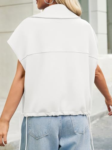 Cicy Bell Womens Fall Oversized Vest Cropped Button Down Cap Sleeve Lapel Collar Jackets Casual Drawstring Outerwear3