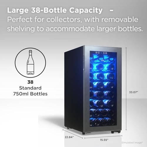 Image of TCL 38-Bottle Wine Cooler Mini Fridge with Glass Doors