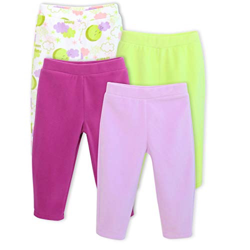 GLASH Kids Baby and Toddler Boys Girls Unisex 4-Pack Fleece Pants , Clouds, 3-6 Months