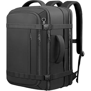 Ample Space Travel Backpack with LifetimeWarranty,Expandable Carry on Backpack with USB Cable Port,Fits 17.3"Laptop Notebook,Water Resistant Weekender Backpack Business Trips,Daily Travel,Black