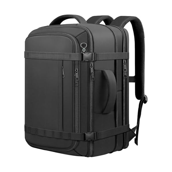 Ample Space Travel Backpack with LifetimeWarranty,Expandable Carry on Backpack with USB Cable Port,Fits 17.3"Laptop Notebook,Water Resistant Weekender Backpack Business Trips,Daily Travel,Black