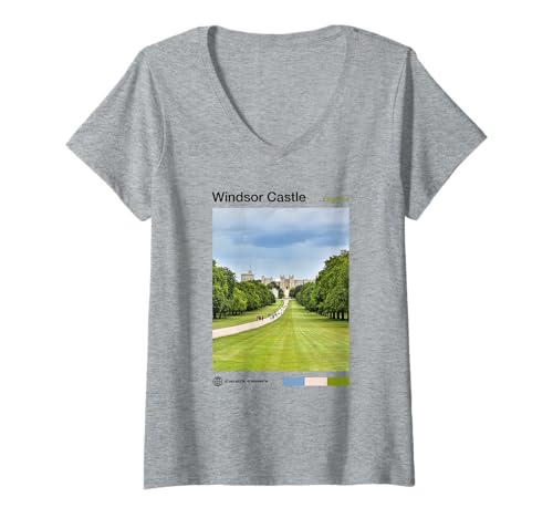Windsor Castle Travel Art - Windsor Souvenir England V-Neck T-Shirt