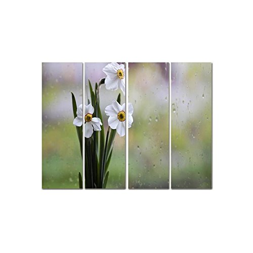 Little Jaipur Daffodil 4 Panel Wall Art Painting with Matte Coating
