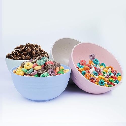 STORESUM Cereal Bowls-26OZ Unbreakable Wheat straw Bowls-Lightweight Eco Friendly Pack Of 4 Microwavable Bowls set-Dishwasher Safe Kitchen Ramen Bowls For Cereal, Rice and Soup