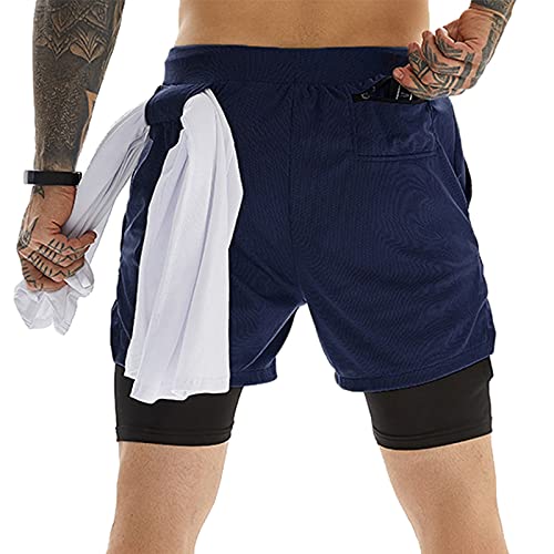 Image of OEBLD Mens Athletic Shorts 2-in-1 Gym Workout Running 7'' Shorts with Towel Loop