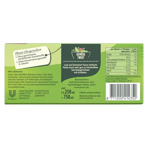 Knorr Soße zu Braten Extra leckere dunkle Soße mit würzigem Geschmack 1er x 3stück -750ml