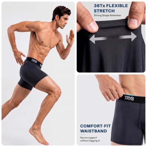 Image of TRYB Sports Underwear for Men | Stretchable Active Square Cut Trunks for Running & Gym Workout | Quick Dry, Breathable, Moisture Wicking & Anti Chafing | Sports Innerwear Boxers