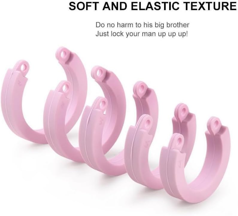 Miniatura 4 de Jaula de silicona para pene, dispositivo de castidad para ejercicio de pene masculino (rosa, A122)