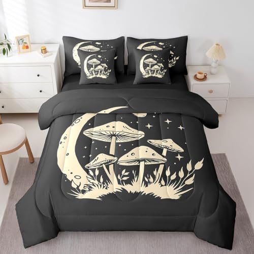 Erosebridal 7 Piece Bed in a Bag King Size Comforter Set for Kids Mushroom Beddi