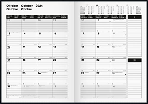 BRUNNEN Monthly calendar TimeCenter model 726 2024, 2 pages = 1 month A5, black - Image 3