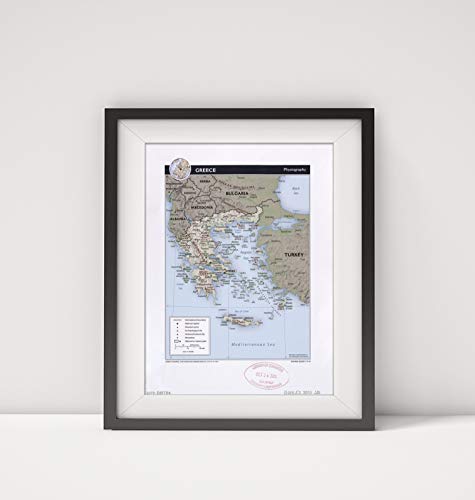 2010 Map|Title: Greece, Physiography|Subject: Greece|Physical Maps Map Size: 18 inches x 24 inches |