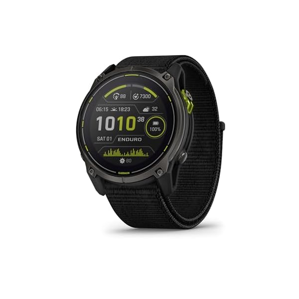 Garmin Enduro™ 3 – 51 mm, Solar, Sapphire, Ultraperformance GPS Smartwatch, Extreme Battery Life, Detailed Mapping, Built-in LED Flashlight, Carbon Gray DLC Titanium with Black UltraFit Nylon Strap
