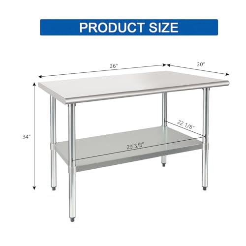 Image of HARDURA Stainless Steel Commercial Table 30x36 Inches