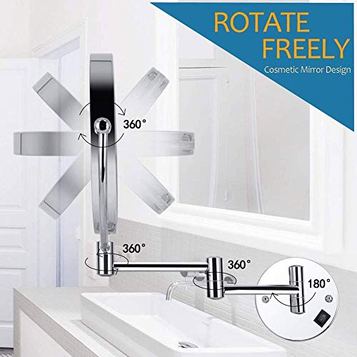 Miroir cosmétique LED rechargeable et pivotant en finition chrome - 8