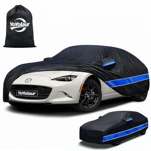Car Cover Custom Fit Miata MX-5 MX5 10-Layer Car Cover Waterproof All Weather Full Exterior Cover Cotton Lining Sun Rain UV Dust Snow Protection with Door Zipper Fit for Miata 1990-2025