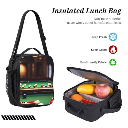 Sac à dos imprimé billard noir léger collège avec trousse et sac repas - 6
