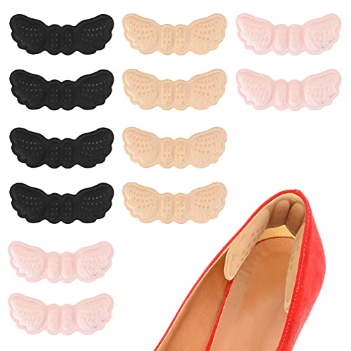 6 Stk. Fersenpolster Fersenhalter, Schwamm Ferse Schuheinlagen Pads Selbstklebend, Fersen Protektoren Fersenkissen, Schuhabsatz Einsätze Kissen für Damen Herren Liner Schuhe zu groß - Dick + Dünn Cover