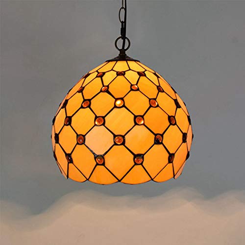 Suspension Tiffany artisanale en vitrail rond de qualité