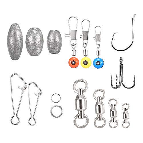 Equipamento de pesca, Andoer 256pcs Kit de acessórios de pesca Ganchos de manivela Pesos de afundame