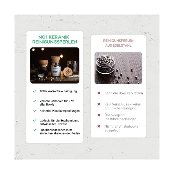 Rauchkultur Reinigungsperlen für Vasen, Shisha & Bowls (2000 Perlen) - Reinigungsset aus Keramik, Bowl Reiniger Wasserpfeife - Shisha Zubehör Putzset für Pfeifen – Bild 3