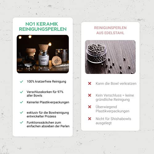 Rauchkultur Reinigungsperlen für Vasen, Shisha & Bowls (2000 Perlen) - Reinigungsset aus Keramik, Bowl Reiniger… – Bild 2