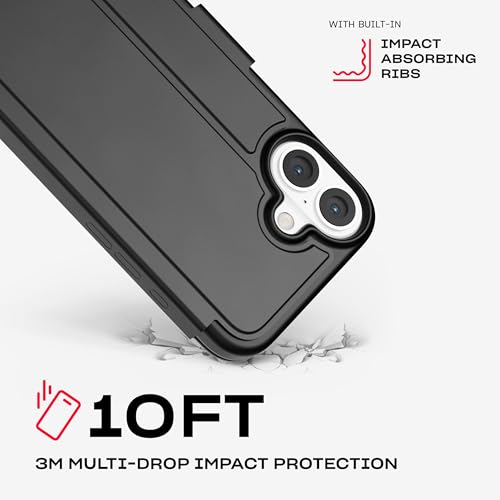 Image of Tech21 EvoLite Wallet for iPhone 16 Plus - 3 Card Slot Wallet - Impact Protection Case - in Black