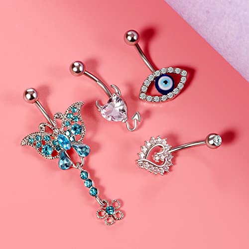 Tamhoo 15Pcs 14G Dangling Dangle Belly Button Rings Belly Rings For Women Navel Rings For Women Belly Piercing #TOP6