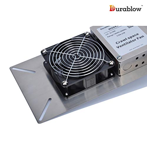 Durablow MFB M1 Air Out Stainless Steel 304 Crawl Space Foundation Fan Ventilator + Freeze Protection Thermostat + Radon Mitigation - Thumbnail 2