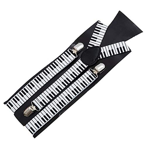 Blue Banana Piano Keys Print Trouser Braces (Black/White)