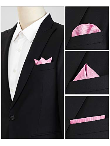 Allegra K Men's Pocket Squares Classic Satin Polka Dots Solid Color Handkerchiefs For Wedding Business One Size Pink #TOP3