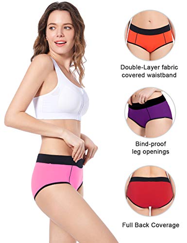 Image of Molasus Women's Soft Cotton Briefs Ladies Mid-High Waisted Full Coverage Panties (Regular & Plus Size)