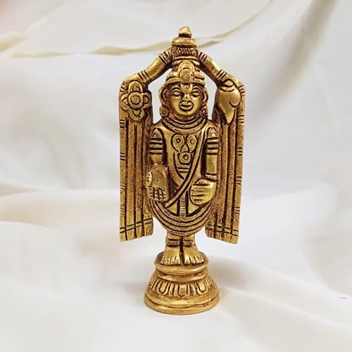 Estatua de Tirupati Balaji de latón de 4.5 pulgadas miniatura 5